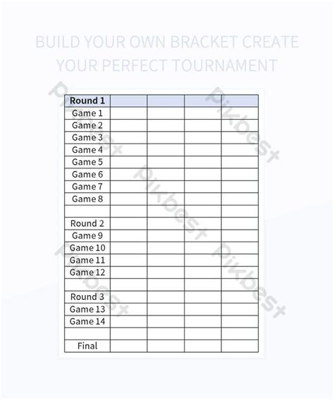 Build Your Own Bracket Create Perfect Tournament Excel | Template Free ...