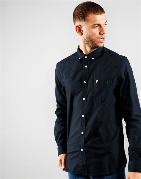 Lyle And Scott Light Weight Long Sleeve Oxford Shirt Dark Navy Terraces