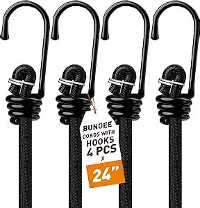 Vbest Pcs Inch Small Bungee Cords With Hooks Black Bungee Cords