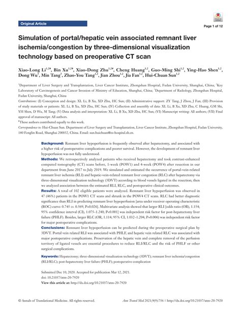 Pdf Simulation Of Portal Hepatic Vein Associated Remnant Liver