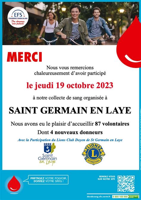 Le Don Du Sang Une Action Permanente Lions Club Saint Germain En