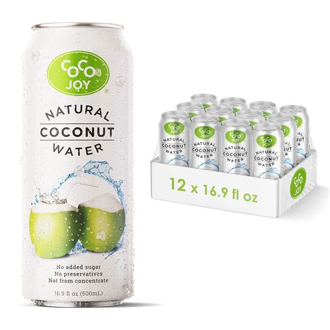 Coco Joy 100 Natural Coconut Water 12 Pack 169 Fl Oz Low Calorie High Calcium Drink With