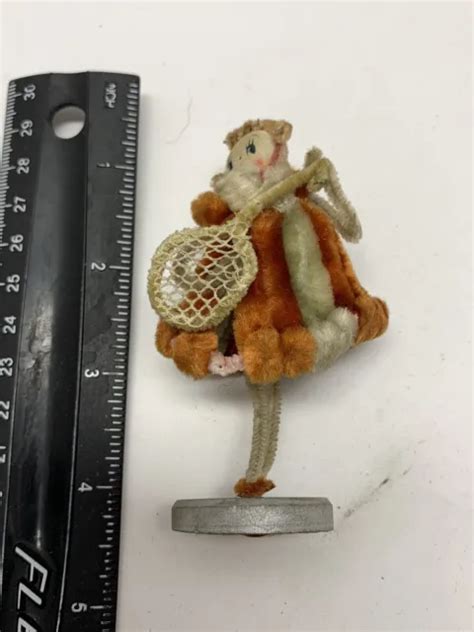 VINTAGE MCCRORY S FIVE And Dime Pipe Cleaner Doll On Wood Base Tennis