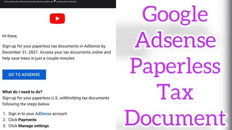 How To Fill Out Google Adsense Paperless Tax Document Youtube