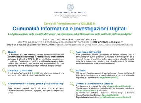 Corso di Perfezionamento in Criminalità Informatica e Investigazioni