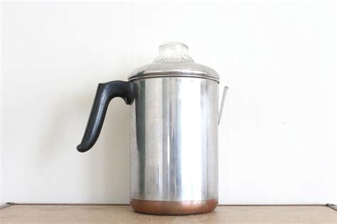 Vintage 1950s Coffee Pot 50s Metal Coffee By Foxandseagull