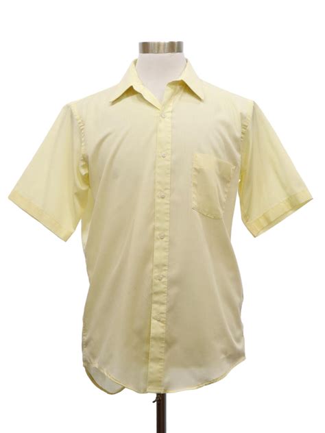 Missing Label 80 S Vintage Shirt 80s Missing Label Mens Soft Yellow Background Polyester