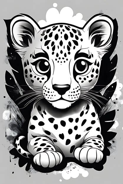 Premium AI Image | Leopard cub Coloring page Printable qualityBlack and ...