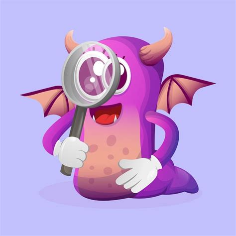 Premium Vector Cute Purple Monster Conducting Research Holding A