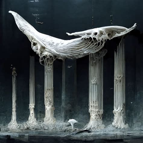 Midjourney Prompt Skeleton Whale Flying Between Marble Prompthero