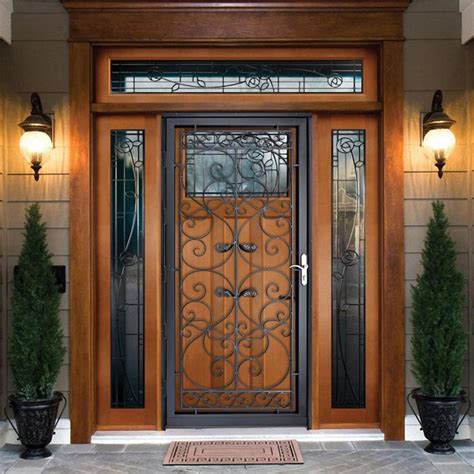 Grisham Naples 36 In X 80 In Black Full View Wrought Iron Security Storm Door With Reversible