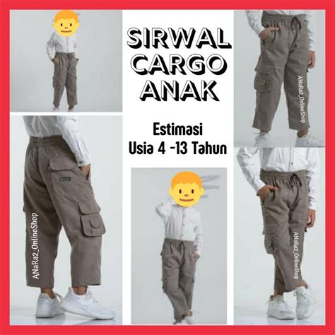 Jual Celana Anak Laki Laki Sirwal Cargo Hitam Lebaran Mengaji Tpa