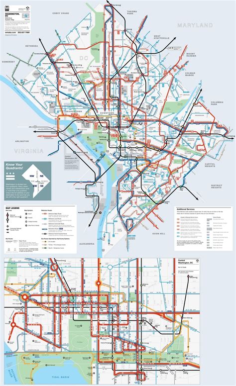 Washington, D.C. Metro And Bus Map - Ontheworldmap.com