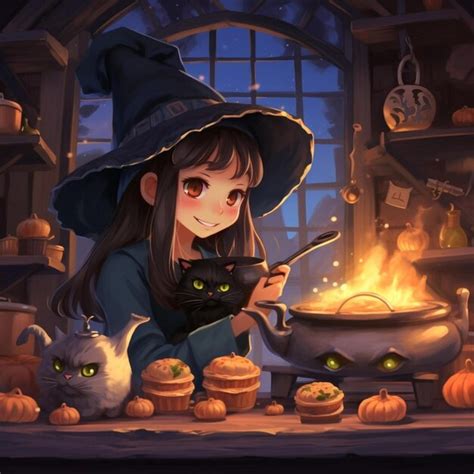 Premium Photo Cute Witch Making Potion