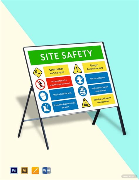 Construction Site Safety Sign Template Illustrator Word Apple Pages