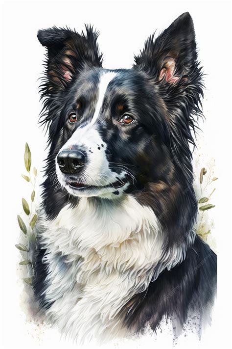 Premium Photo Hand Drawn Border Collie Watercolor Dog