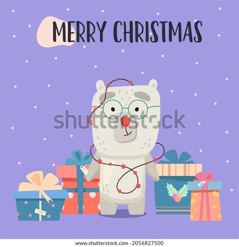 Cute Christmas Card Polar Bear Stock Vector Royalty Free 2056827500