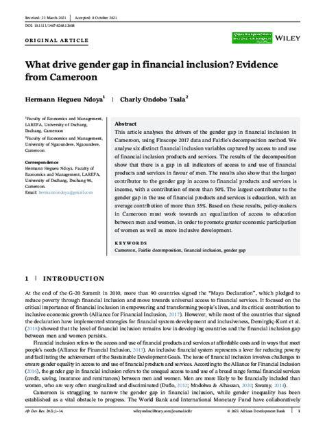 Pdf What Drive Gender Gap In Financial Inclusion Evidence From