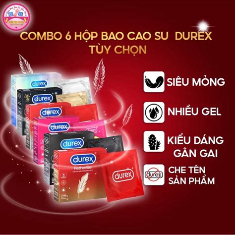 Combo 6 Hộp Bao Cao Su Durex 18 cái tùy chọn pleasuremax invisible