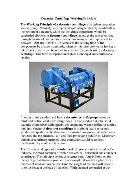 Decanter centrifuge working principle