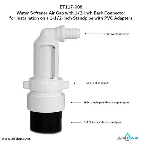 Air Gap Et117 008 Air Gap For Water Softener And Water Filter W Pvc Trap Adapter Hardwares