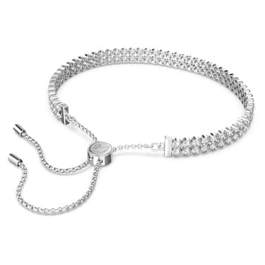 Matrix Tennis Bracelet Round Cut White Rhodium Plated Swarovski