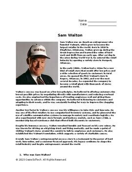 Sam Walton Q A Worksheet By Oasis EdTech TPT