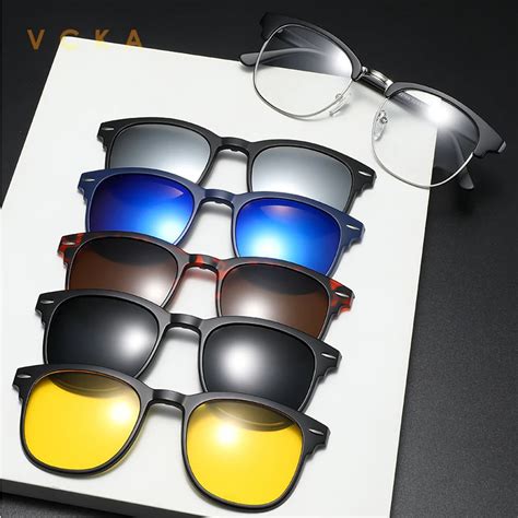 VCKA 6 In 1 Custom Men Women Polarized Optical Sunglasses Clip Magnet