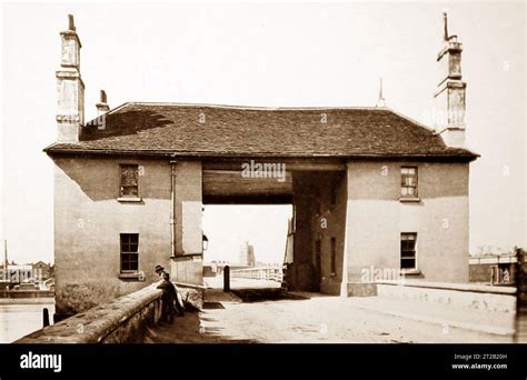 Putney Bridge Toll House River Thames London Victorian Period Stock