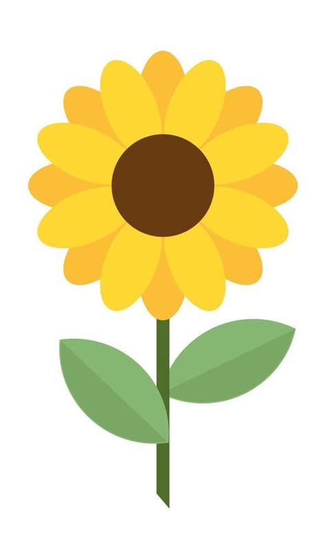 Sunflower Icon Flat Style Yellow Flower Clipart Summer Symbol Flower