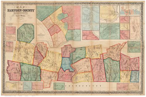 Hampden County Massachusetts 1857 Old Map Reprint Old Maps