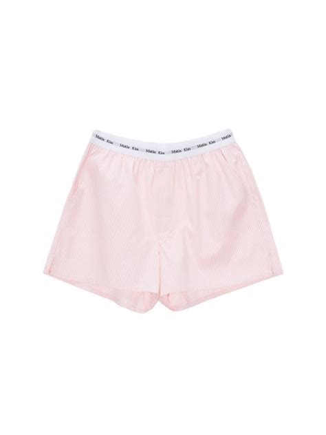 MUSINSA MATIN KIM COMFORT PAJAMA STRIPE SHORTS IN SALMON