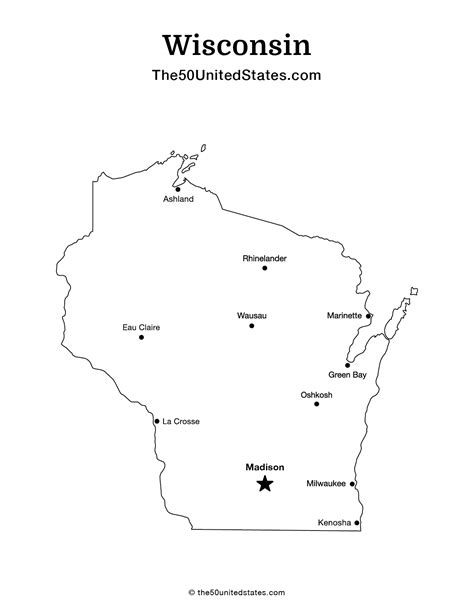 Free Printable State Map Of Wisconsin With Cities Labeled The 50