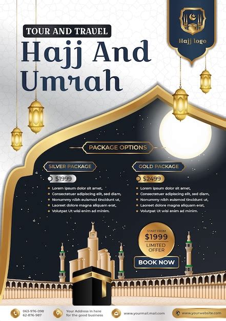 Premium Vector | Posters for hajj and umrah travel for promotion with ...