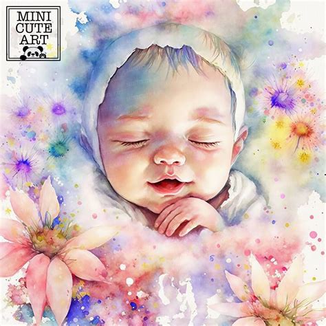 Watercolor Newborn Baby  Sleeping Baby Watercolor Clip Art