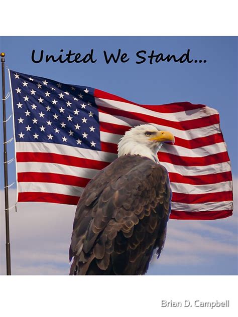 United We Stand Bald Eagle And American Flag Stickers By Brian D