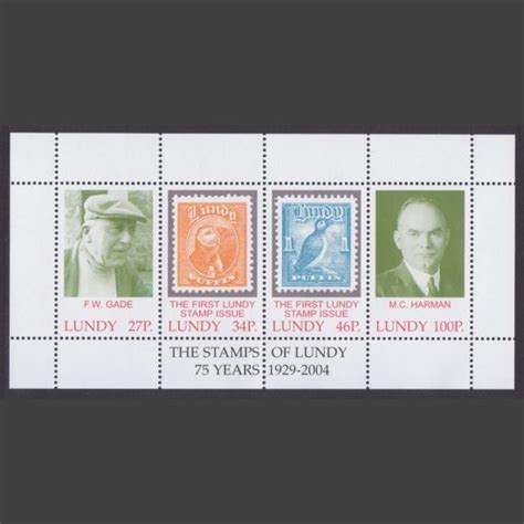 Lundy 2004 75th Anniversary Of The First Lundy Stamps Miniature Sheet