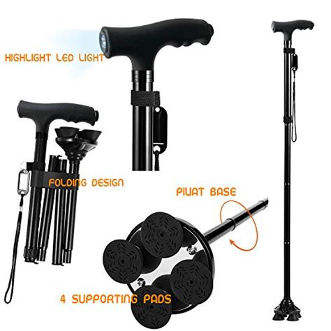 Bigalex Folding Walking Cane With Led Light Adjustable Portable