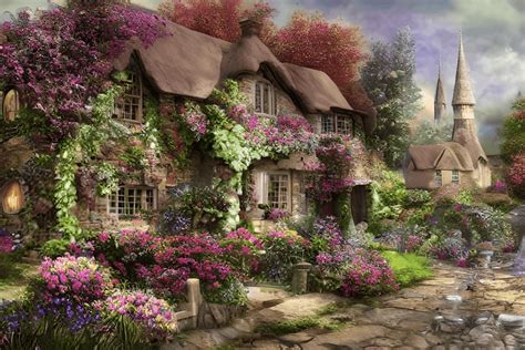 Country Cottages Villages A Graphic Collection Of Pale Fantasy Magical