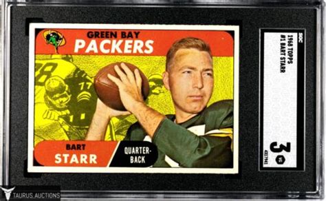 1968 Topps 1 Green Bay Packers HOF Bart Starr Football Card SGC 3 VG