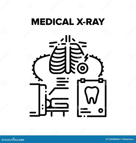 Medical X Ray Clinic Tool Vector Black Illustration Stock Vector