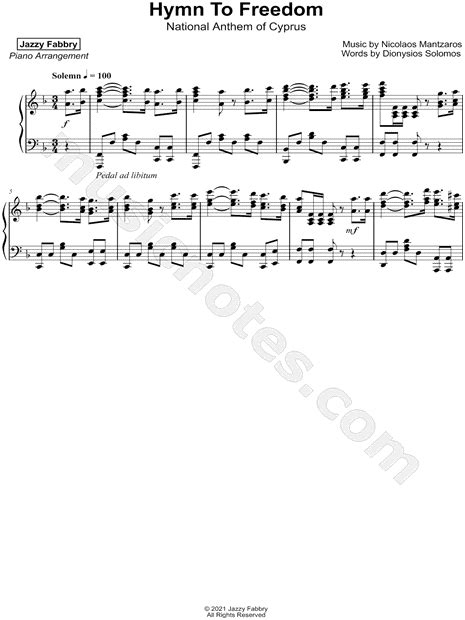 Jazzy Fabbry Hymn To Freedom Sheet Music Piano Solo In F Major Download And Print Sku