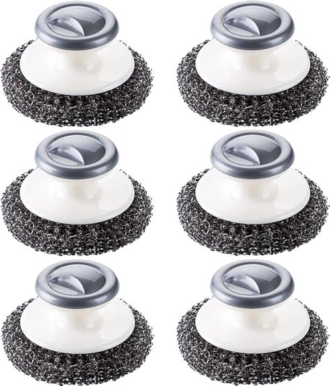 6 Pack Stainless Steel Scrubber With Handle Steel Wool Scrubber For