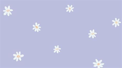 Light Purple Hand Drawn Small Daisy Aesthetic Desktop Computer