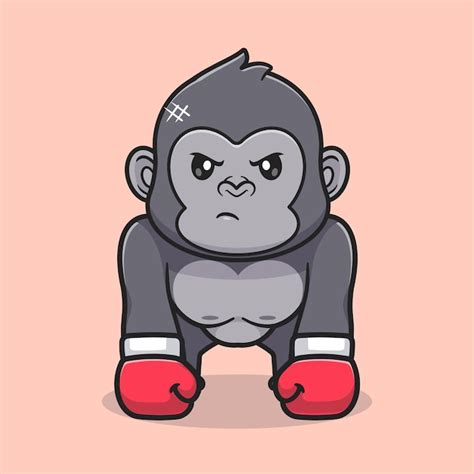 Free Vector Cute Gorilla Boxing Cartoon Vector Icon Illustration