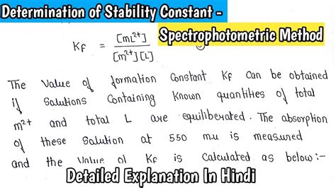 Spectrophotometric Method For Determination Of Stability Constant Imp