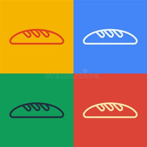 Pop Art Line Bread Loaf Icon Isolated On Color Background Vector