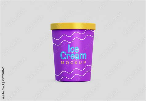 Front View Ice Cream Jar Mockup Stock Template Adobe Stock