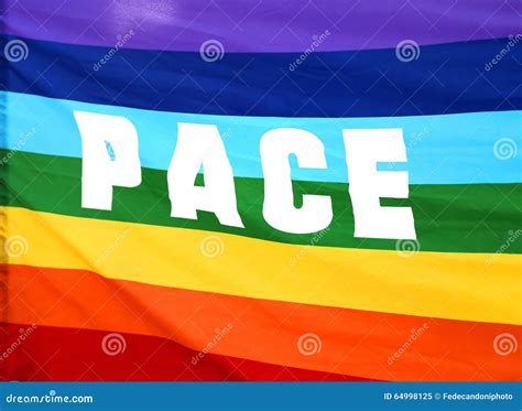 Rainbow Peace Flag With Written Pace In Italy Stock Image Image Of