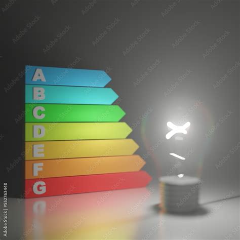 Energy efficient rating and lightbulb. New energy efficiency chart for ...